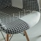 Fabulaxe Mid-Century Modern Style Fabric Lined Armchair with Beech Wooden Legs, Black and White QI004325.BW - alternate 6